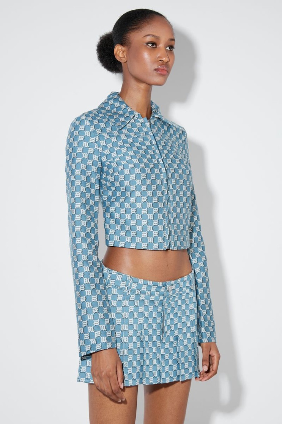 MISBHV Jacquard Canvas Monogram Cropped Jacket Blue Online