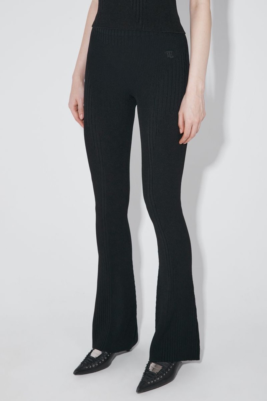 MISBHV Knitted Seamless Flared High Waisted Pants Black Hot