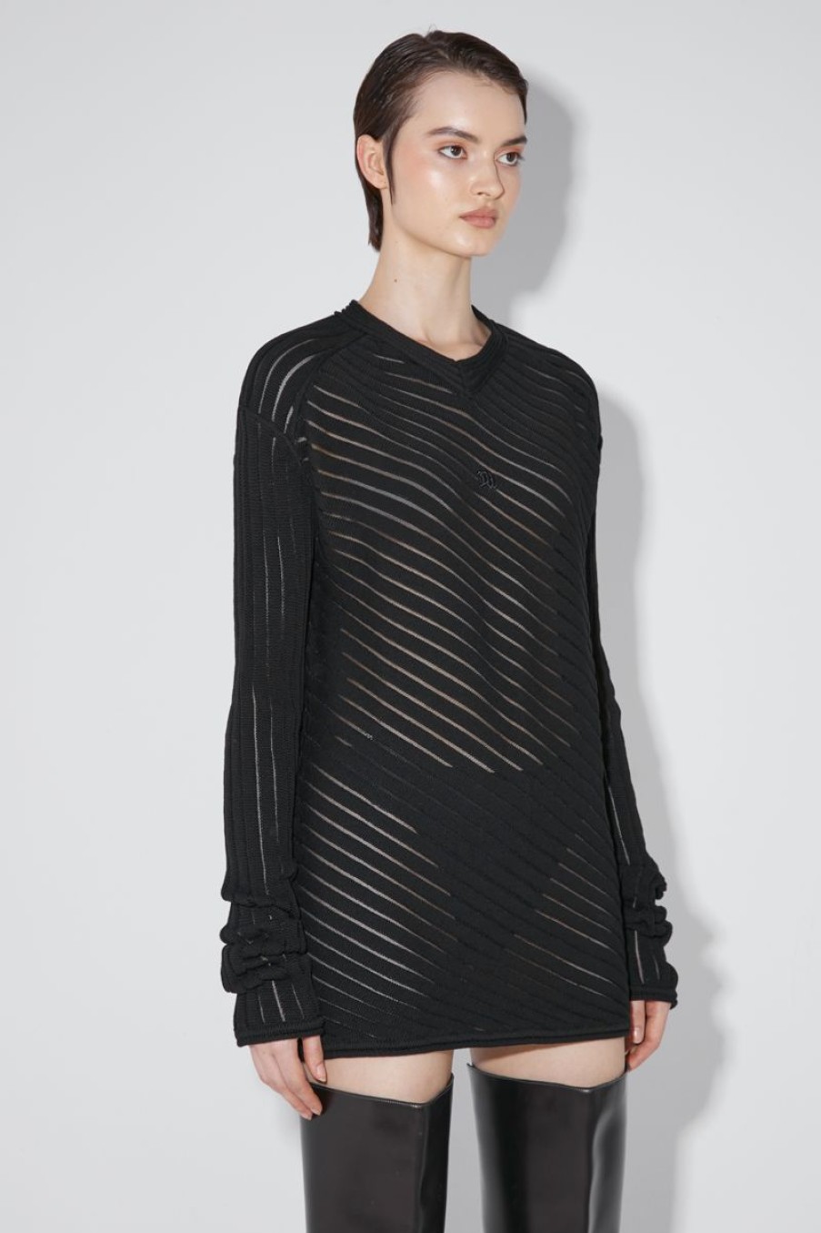 MISBHV Monofilament Pinstripe Knitted Longsleeve Black Clearance