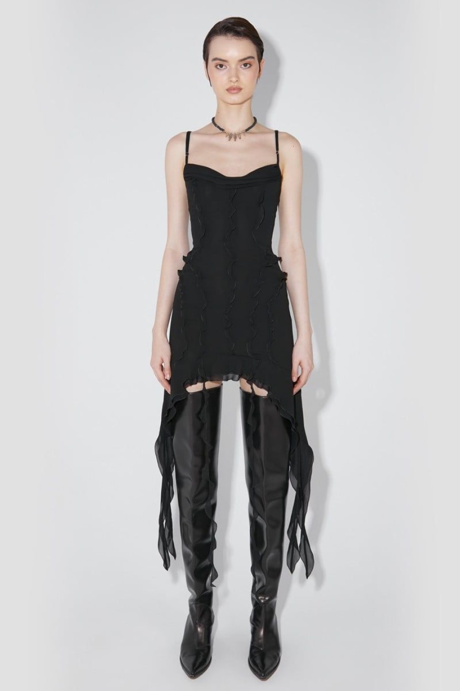 MISBHV Chiffon Mini Dress Black Hot