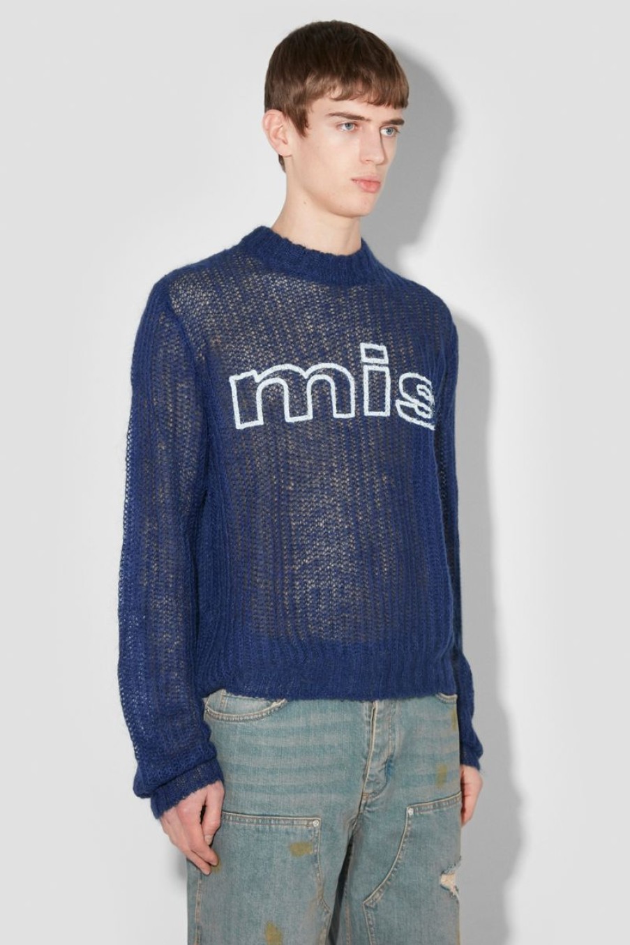 MISBHV Unbrushed Mohair Open Knit Navy Online