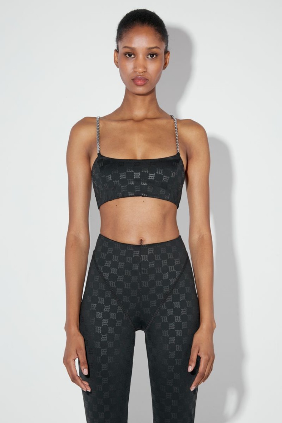 MISBHV Lycra Monogram Spaghetti Bralette Black Best