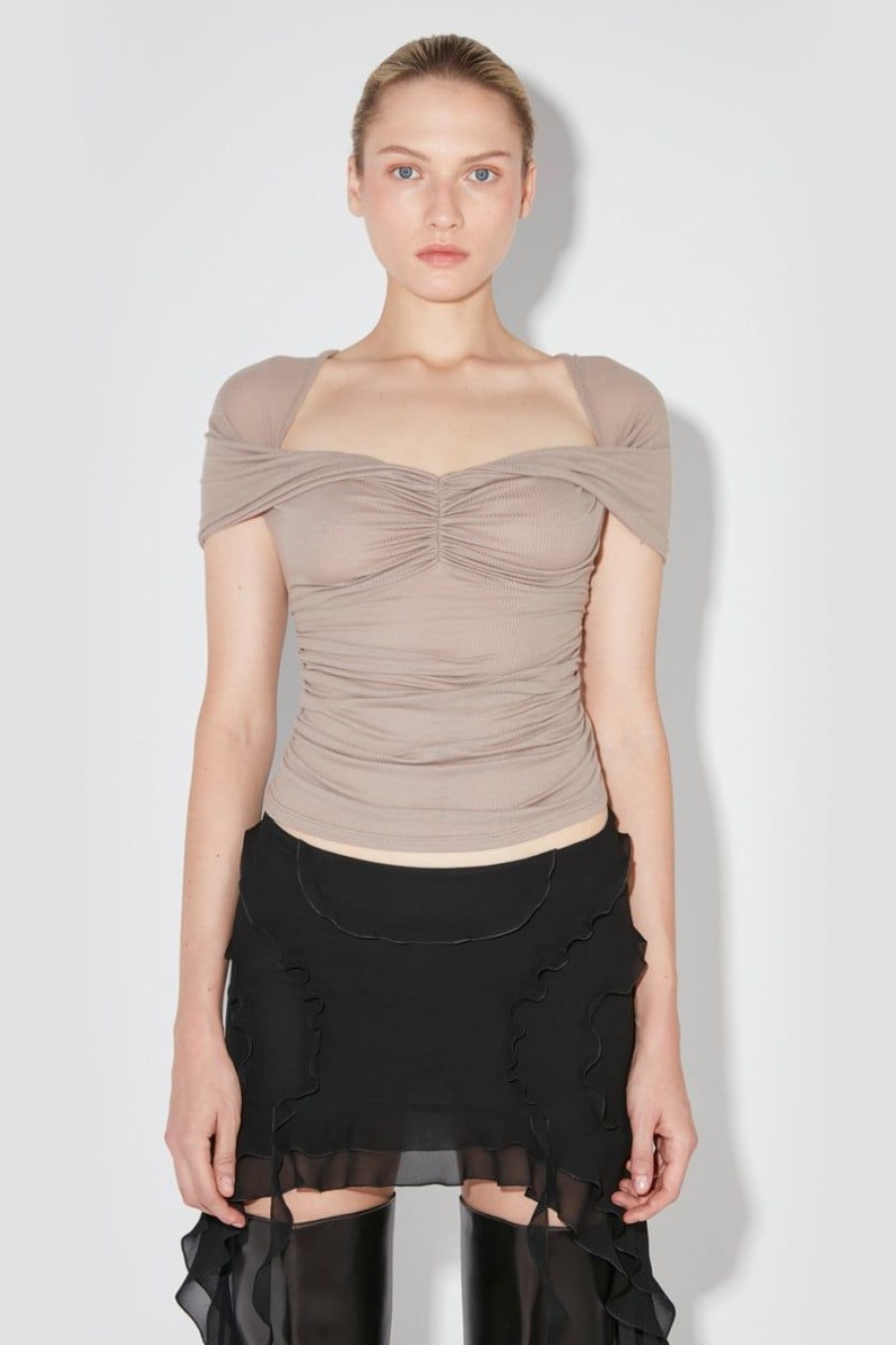 MISBHV Draped T-Shirt Taupe Online