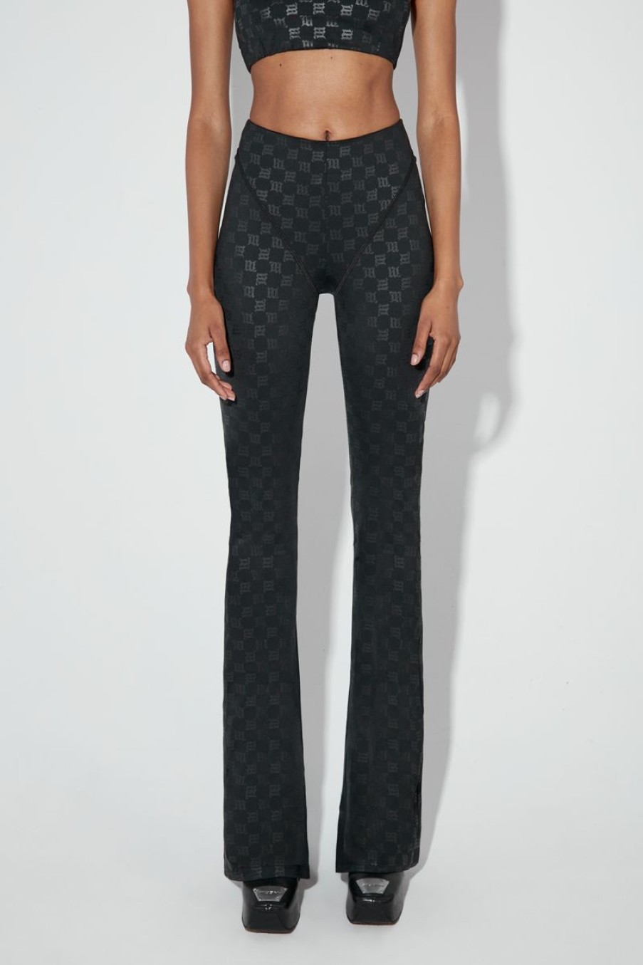 MISBHV Monogram Flared Trousers Black Clearance