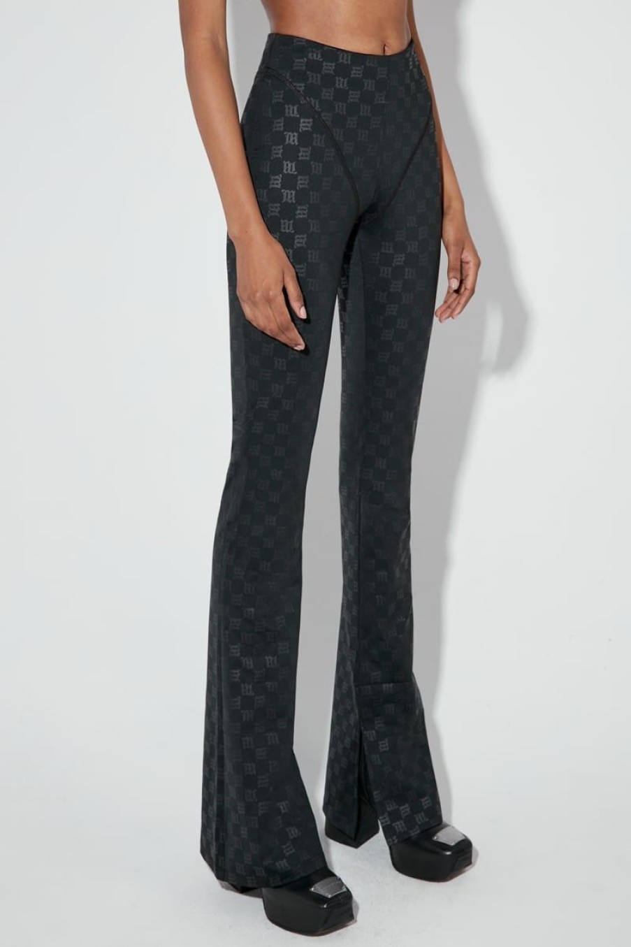 MISBHV Monogram Flared Trousers Black Clearance