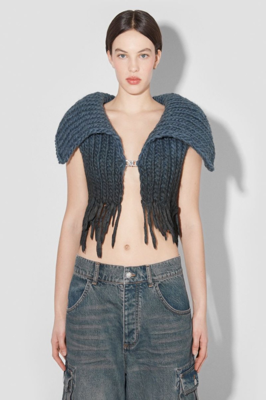 MISBHV Coated Bulky Knitted Top Denim Blue Hot