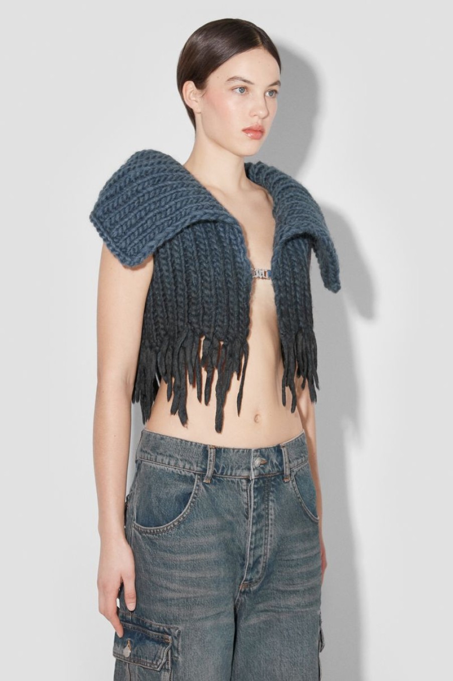 MISBHV Coated Bulky Knitted Top Denim Blue Hot