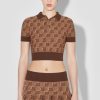 MISBHV Knitted Monogram Polo Top Brown Online