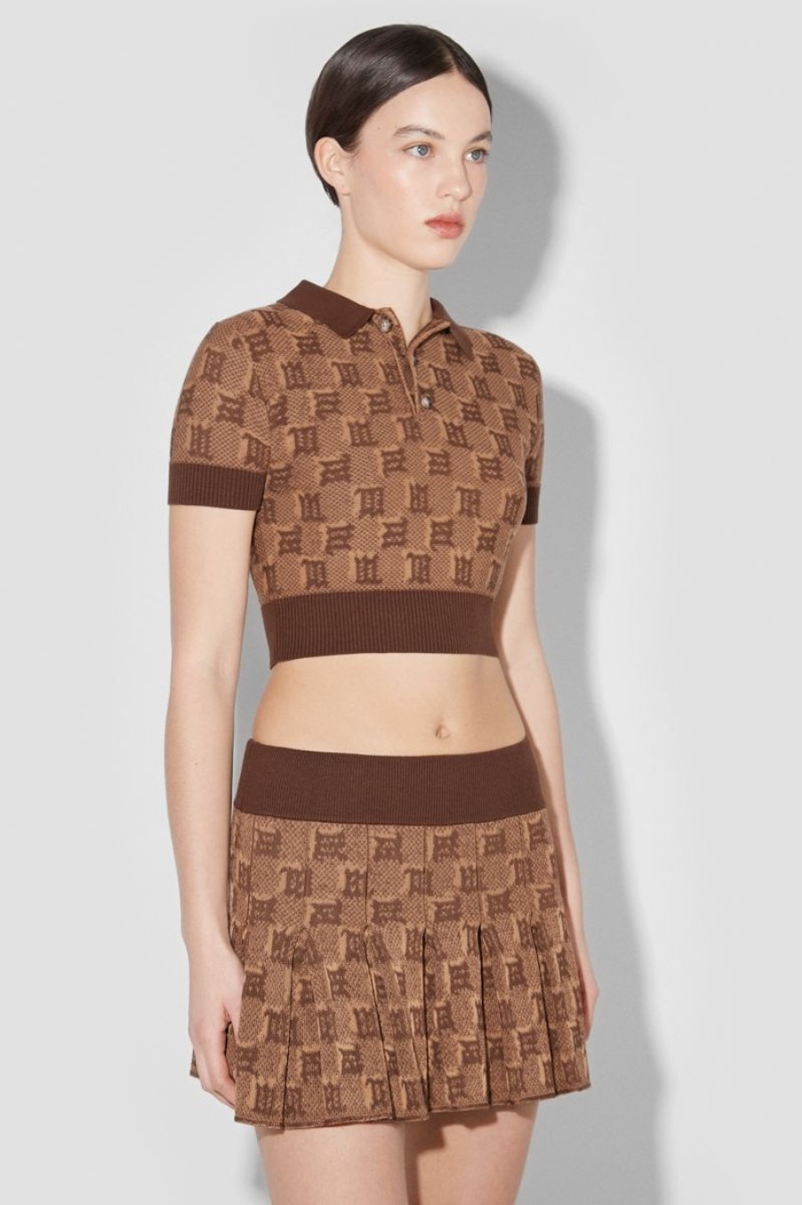 MISBHV Knitted Monogram Polo Top Brown Online