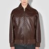 MISBHV Monogram Embossed Bandit Leather Jacket Brown Hot