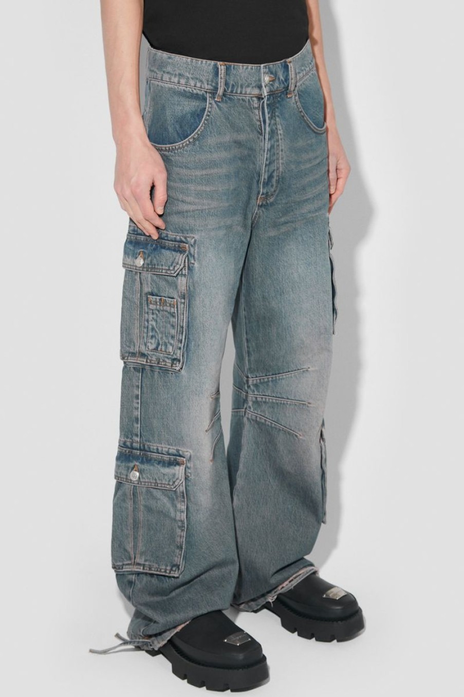 MISBHV Dirt Bath Cargo Denim Trousers Blue Wholesale