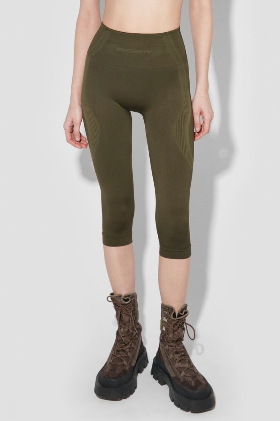 MISBHV Sport Capri Leggings Grunge Olive New