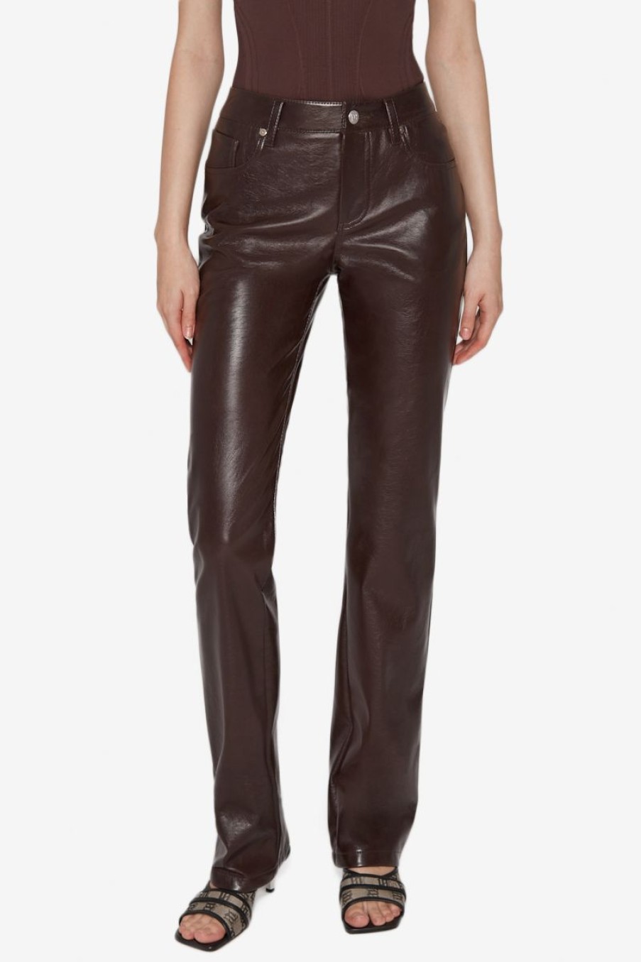 MISBHV Vegan Leather Trousers Brown Online