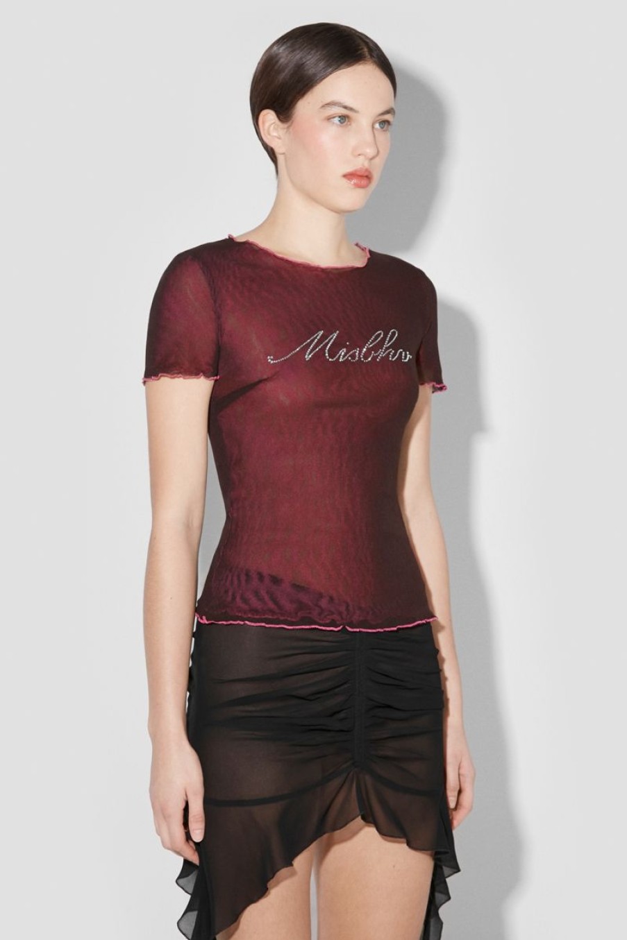 MISBHV Misbhv Crystal Double Layered T-Shirt / Brown/Pink Hot