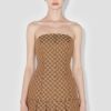 MISBHV Jacquard Canvas Monogram Pleated Mini Dress Brown Wholesale