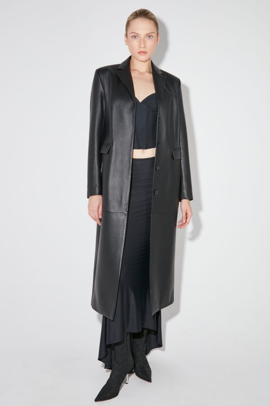 MISBHV Long Leather Coat Black Online