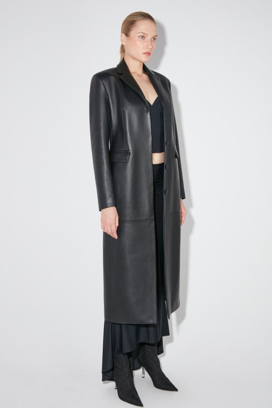 MISBHV Long Leather Coat Black Online