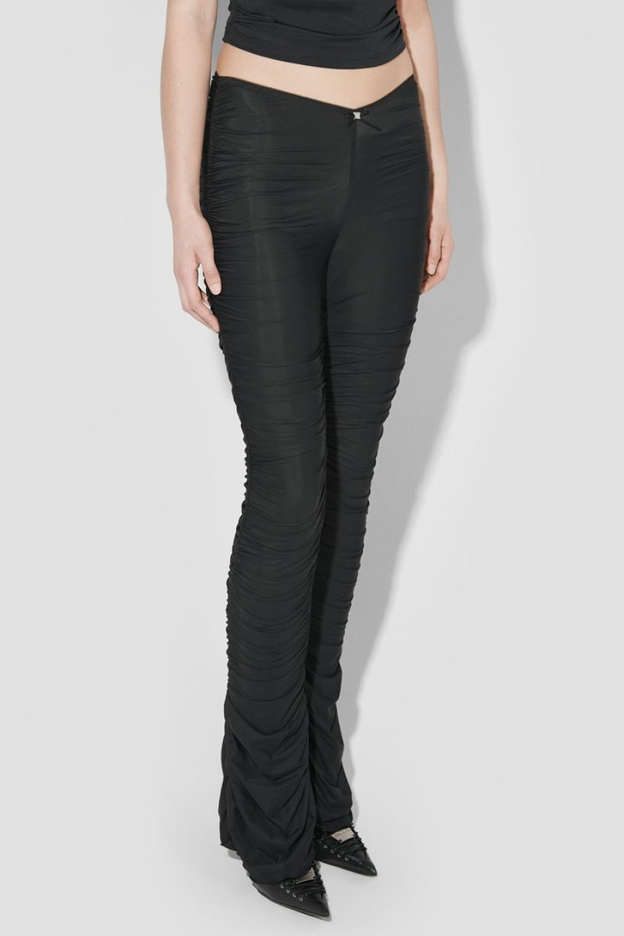 MISBHV Godet Ruched Trousers Black New