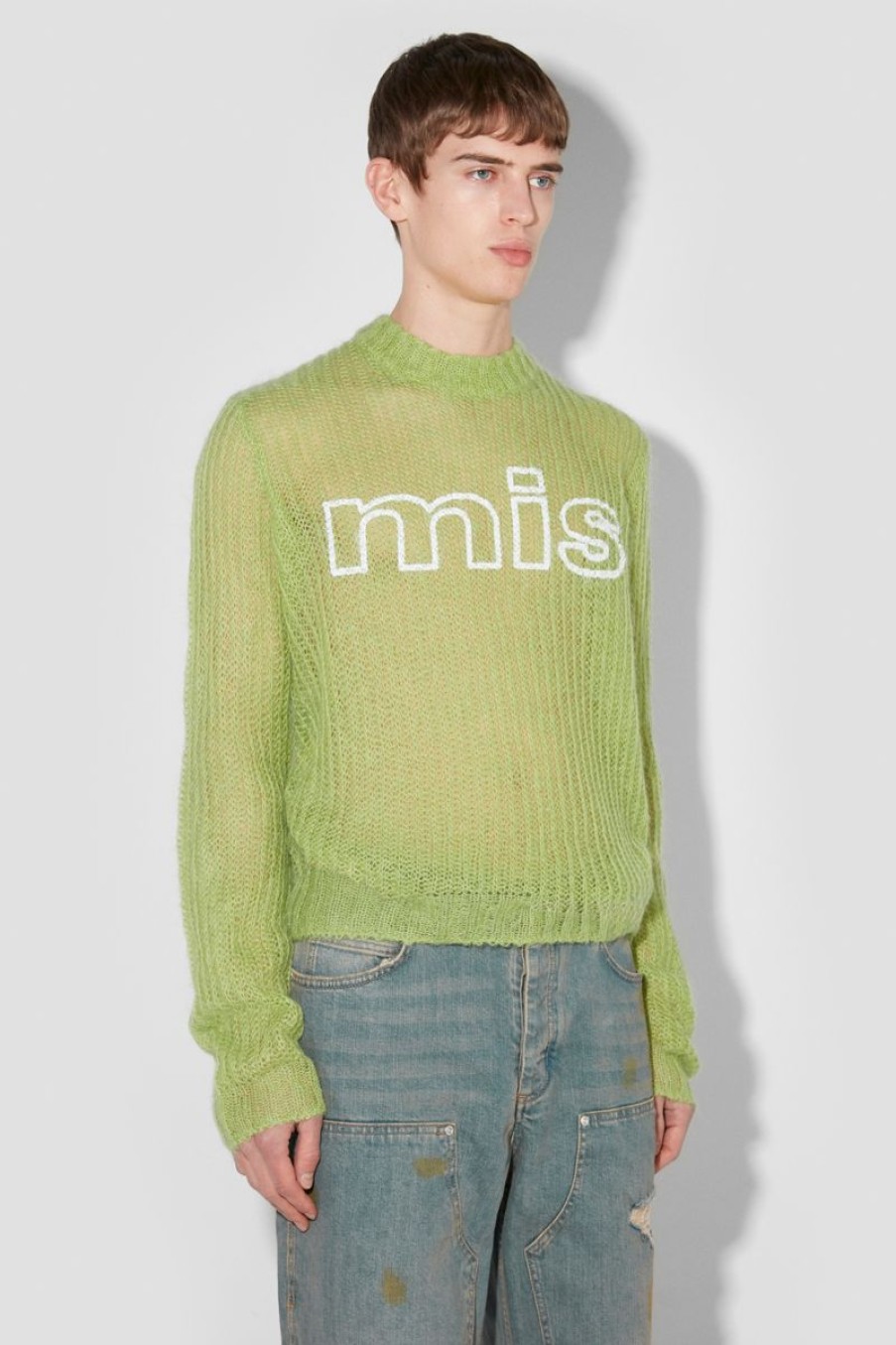 MISBHV Unbrushed Mohair Open Knit Lime Hot