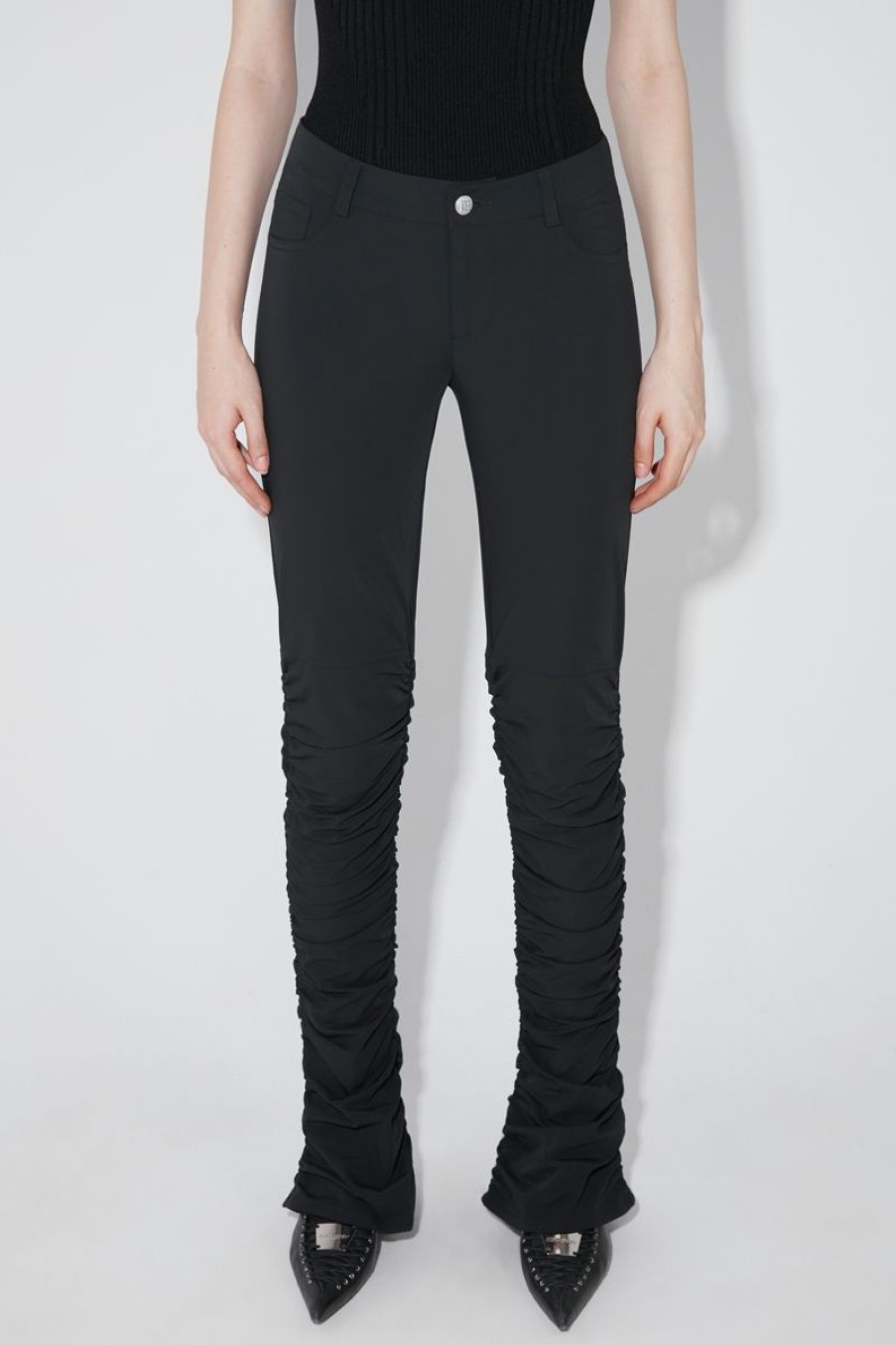 MISBHV Lara Ruched Elastic Trousers Black Best