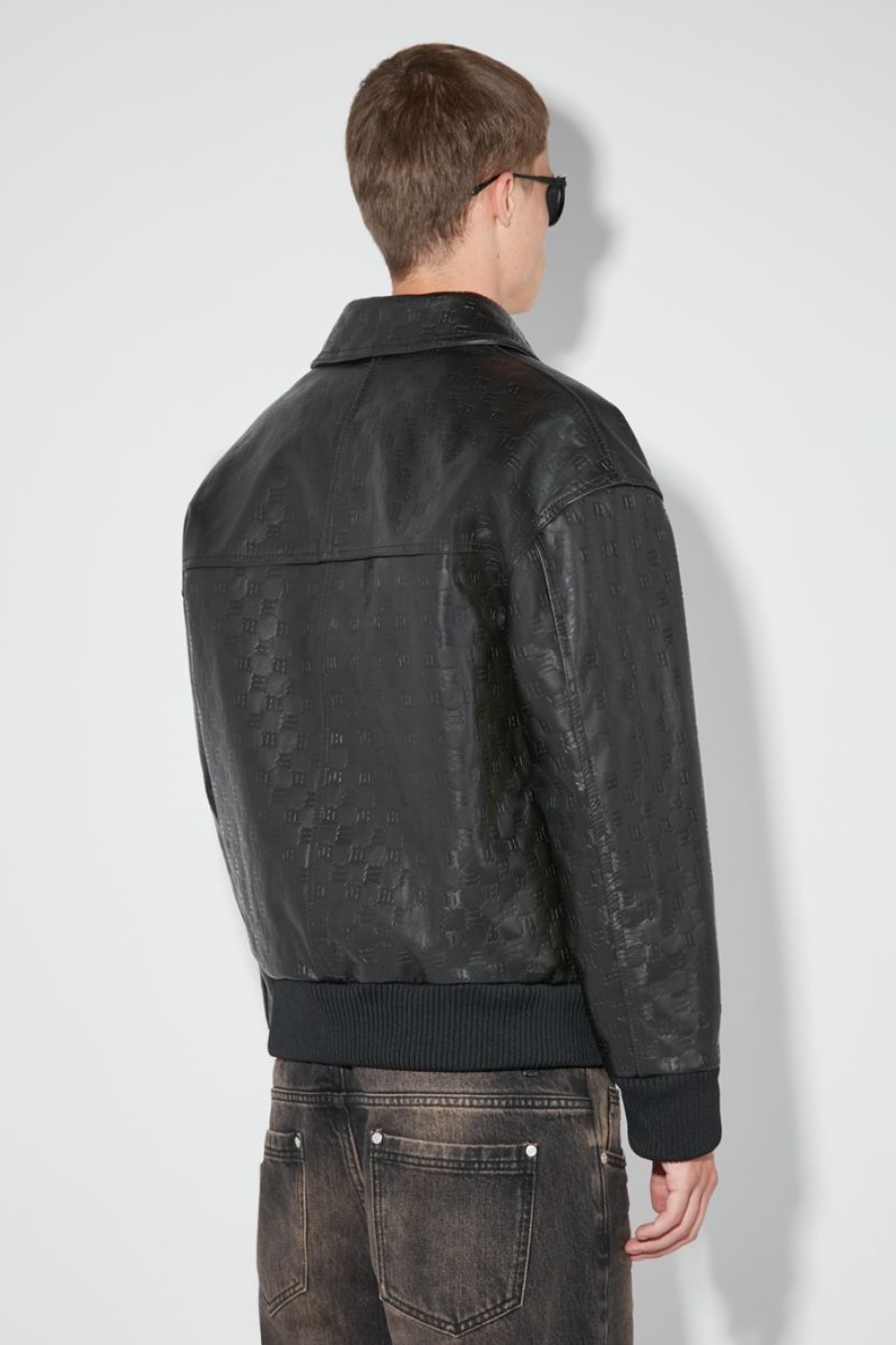 MISBHV Monogram Embossed Bandit Leather Jacket Black Online